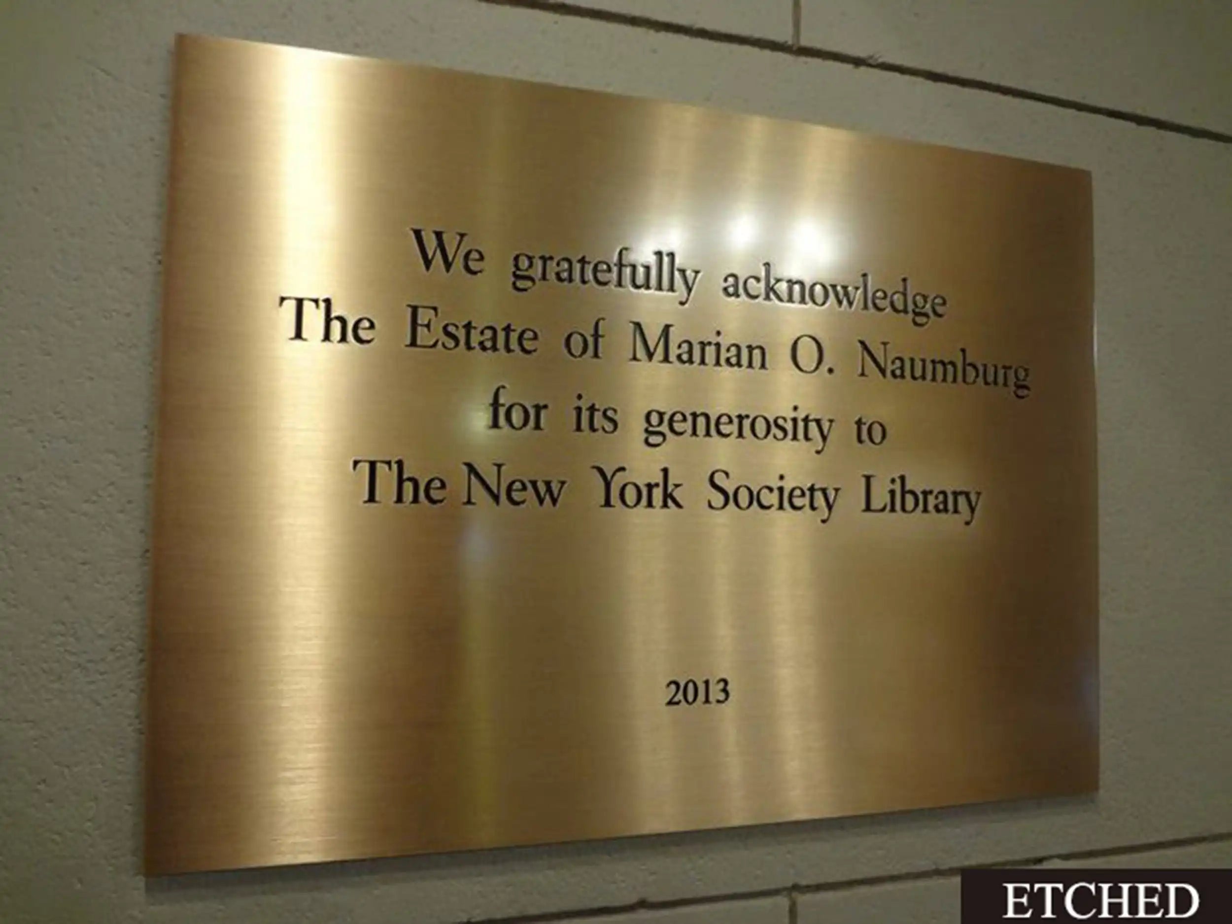 Personalized brass plaques - deep etched plaque