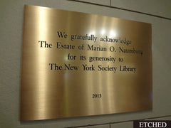Personalized brass plaques - deep etched plaque