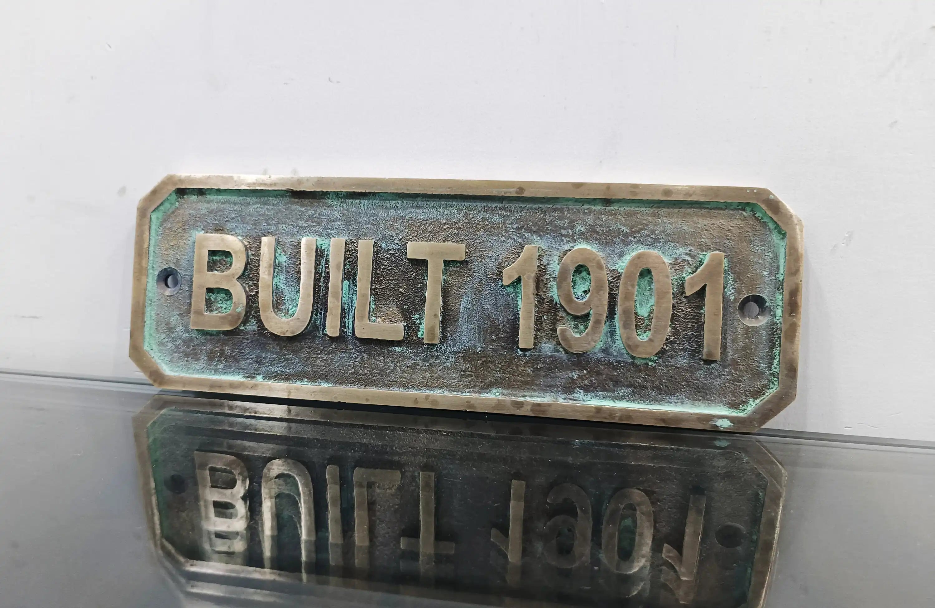 Personalized bronze establish signs - Green patina custom plaque