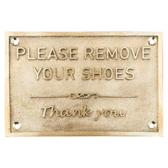 Brass door plaques & sign with text -Please Remove Your Shoes bronze Signs