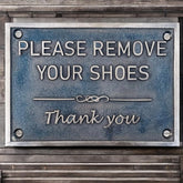 Brass Door Plaques black finish with engraved text - Please Remove Your Shoes bronze Signs