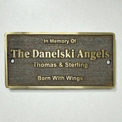 Memorial bench plaque with raised 3D lettering