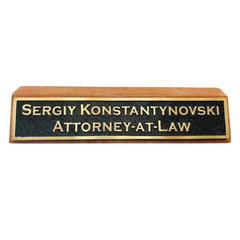 Personalized Desk Name Plate – Custom Brass Office Nameplate with Wooden Base