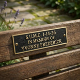 personalized bronze memorial plaque outdoor bench