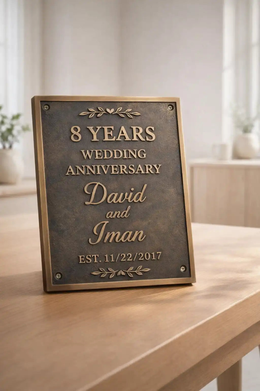 Custom Brass or Bronze Plaque for Anniversary Gift – Add Name, Date, Design, Size, Shape & Finish