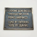 Personalized bronze plaque with motivational quote on a white background