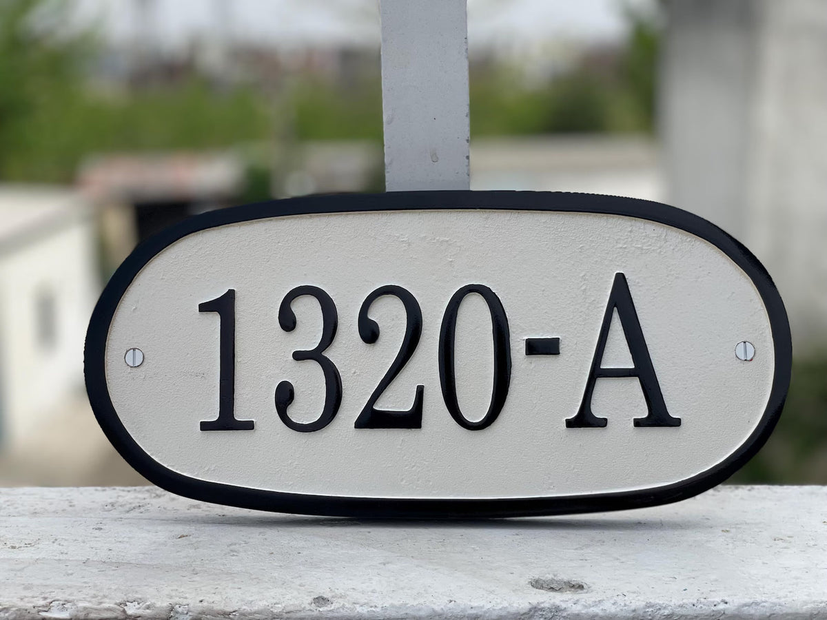 Custom house number plaque oval shape