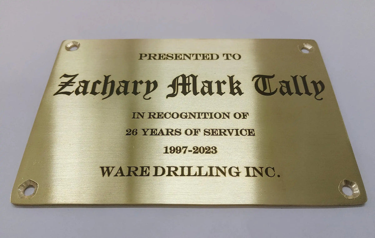 Personalized brass plaques - deep etched plaque 
