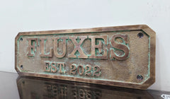 Personalized bronze establish signs - Green patina custom plaque