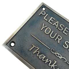 Please Remove Your Shoes bronze Signs