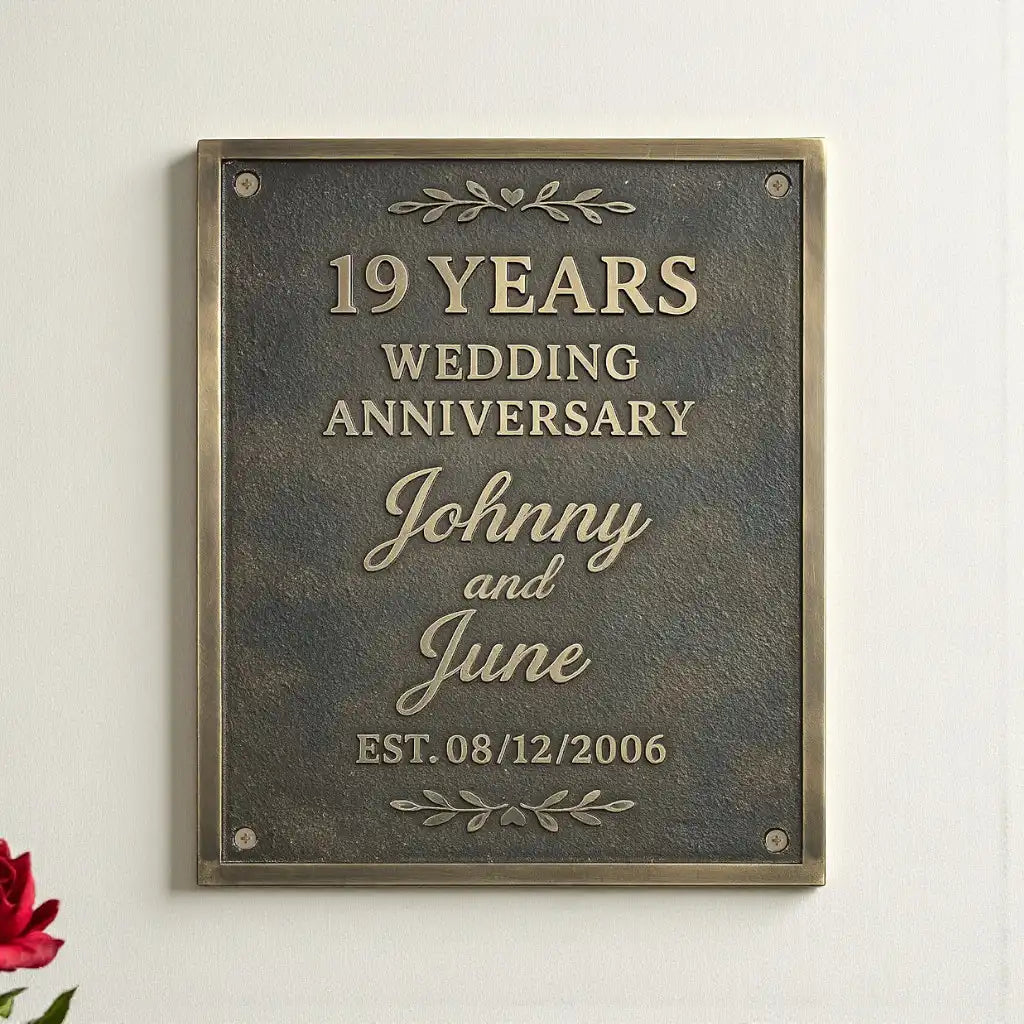 Custom Brass or Bronze Plaque for Anniversary Gift – Add Name, Date, Design, Size, Shape & Finish