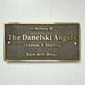 Memorial bench plaque with raised 3D lettering