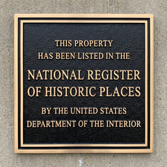 National register of historic place bronze plaque