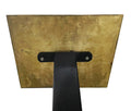 Gold metal bracket with black support on a white background