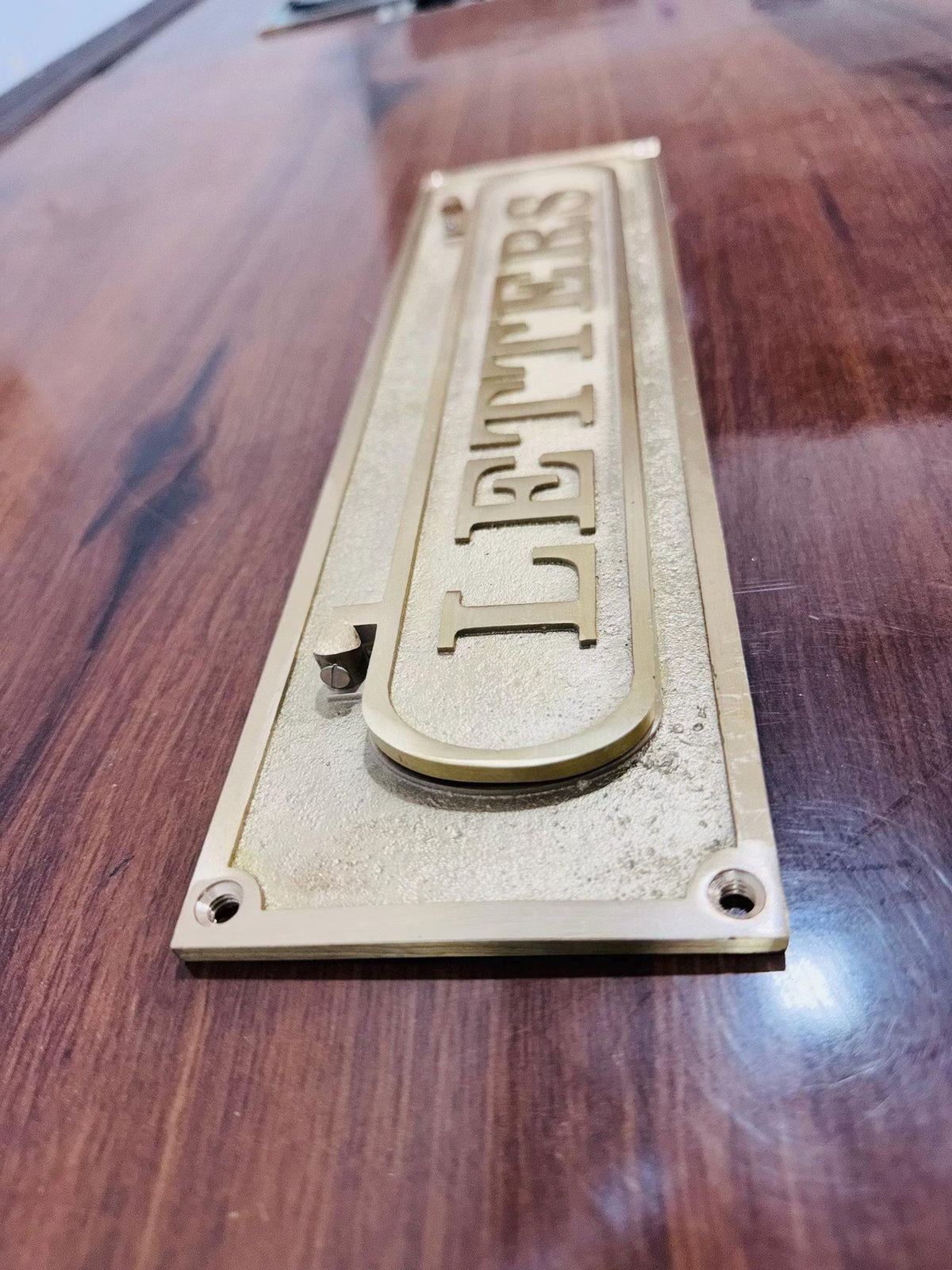 Custom Engraved Brass Mail Slot for Door – Solid Brass Antique Finish Letter Plate